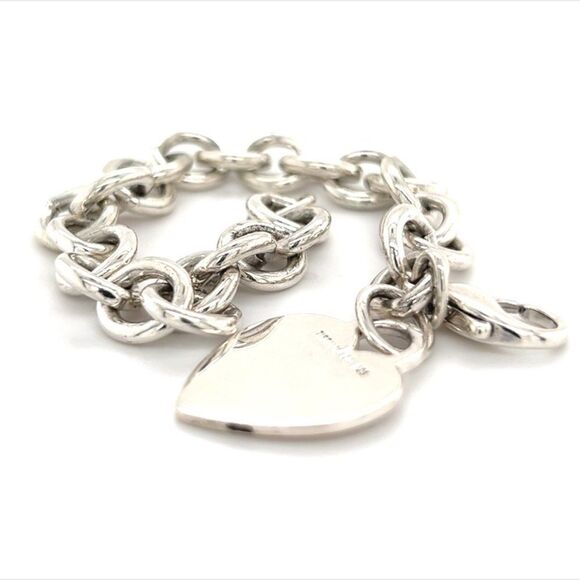 Tiffany & Co Estate Heart Charm Bracelet Sterling Silver 7.5" 36 Grams TIF254 - Picture 1 of 8
